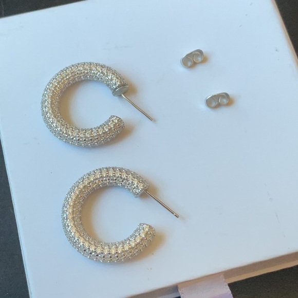 Adina Eden Jumbo Pave Hoops In Silver, Size: OS - Picture 8 of 10